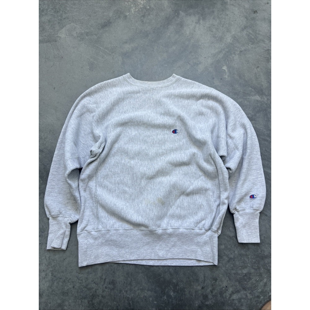 Vintage 1990s 90s Champion Reverse Weave Blank C Logo Crewneck, Grey M